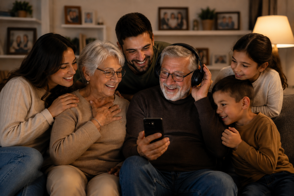 Person listening to a custom personalized song created as a meaningful gift